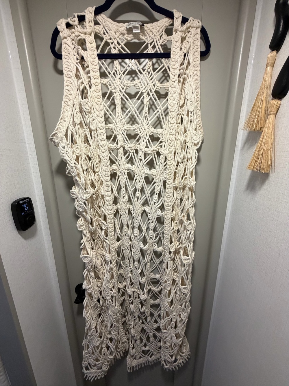 Crochet long kimono sweater